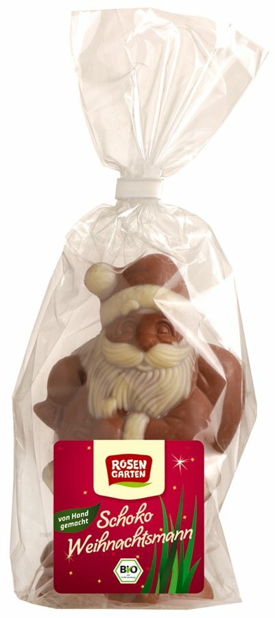 Rosengarten - Vollmilch-Weihnachtsmann mit weißer Schokolade geschminkt, 80g